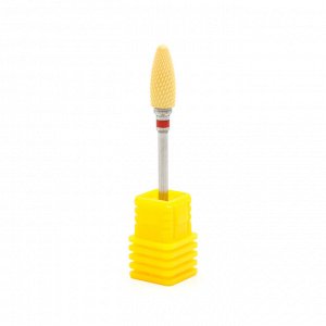 Керамическая насадка для снятия геля и гель лака, красная насечка, f yellow flame st (c) new