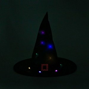 Карнавальная шляпа «Колдунья» с диодами, чёрный