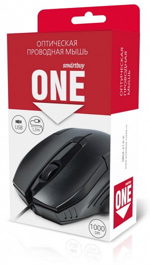 Мышка компьютерная проводная  ONE 210-K черная (SBM-210-K)