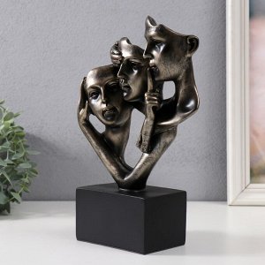 Сувенир полистоун "Не вижу, не слышу, не скажу - трио" бронза 26х18х7,5 см