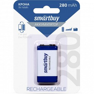 Аккумулятор (аккумуляторная батарейка) NiMh Smartbuy 9V /1BL 280 mAh  (SBBR-9V-1B280)