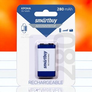 Аккумулятор (аккумуляторная батарейка) NiMh Smartbuy 9V /1BL 280 mAh  (SBBR-9V-1B280)