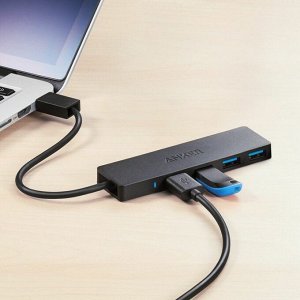 Анкер, Адаптер 4-в-1, черный, Anker Ultra Slim 4 USB-A