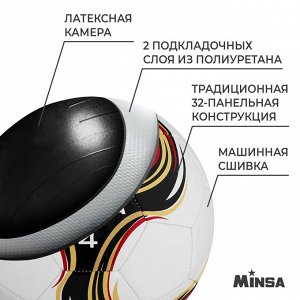 Мяч футбольный MINSA Futsal, PU, машинная сшивка, 32 панели, р. 4