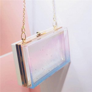 Прозрачная сумка с блестками градиент (одна сторона)