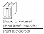 ШСК двухдверный под мойку 850*600*600