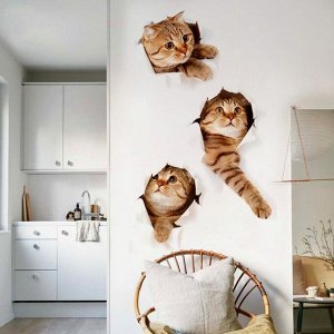 Интерьерная наклейка 3Д TAKE IT EASY «Кошка», на стену, 25x20 см, влагостойкая, ПВХ