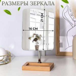 Зеркало с подставкой для хранения, зеркальная поверхность 16 х 21 см, цвет коричневый/серебристый