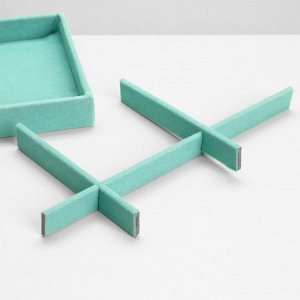 Подставка для украшений 6 ячеек, флок, 21x12.3x2.5 см, цвет бирюзовый