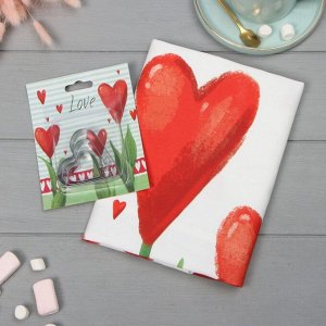 Набор Love: полотенце, 40x73 см, саржа 190 г/м², формочки для печенья