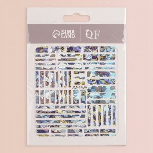 Наклейки для ногтей «Битое стекло», фольгированные, цвет голубой/золотистый/графит