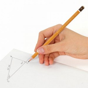 Карандаш чернографитный KOH-I-NOOR 1500, 1 шт., 7B, корпус желтый, заточенный, 150007B01170RU