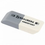 5 шт. ластик BRAUBERG &quot;Assistant&quot;, 41х14х8 мм, серо-белый, прямоугольный, скошенные края, 222461