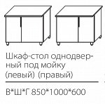 ШСК однодверный под мойку 850*1000*600