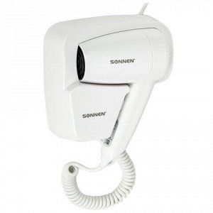 Фен для волос настенный SONNEN HD-2101 ULTRA PLUS, 1300 Вт, 2 скорости, белый, 608481