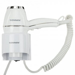 Фен для волос настенный SONNEN HD-2206 SUPER POWER, 1850 Вт, белый, 3 температурных режима, 608482