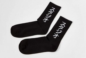 Nature Socks Носки женские NATURE иероглифы, цвет черный