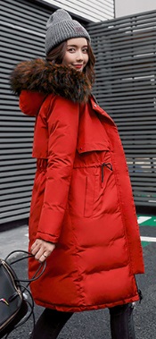 Двусторонняя утепленная куртка на кулиске с капюшоном (меховая опушка) Цвет: РЖАВЧИНА-КРАСНЫЙ