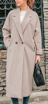 Длинное утепленное пальто с лацканами Цвет: БЛЕДНО-РОЗОВЫЙ