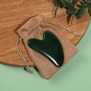 Массажёр гуаша «Сердце», 8,5 x 5,5 см, цвет зелёный