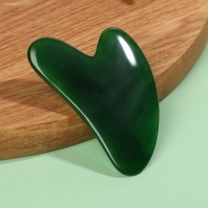Массажёр гуаша «Сердце», 8,5 x 5,5 см, цвет зелёный