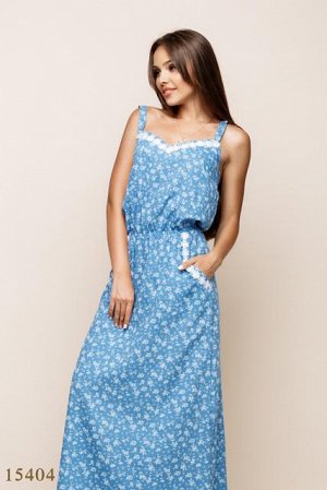 Женское платье 15404 синий принт цветочки