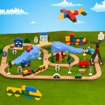 Деревянная железная дорога с электропоездом 123 детали Grooti Toys