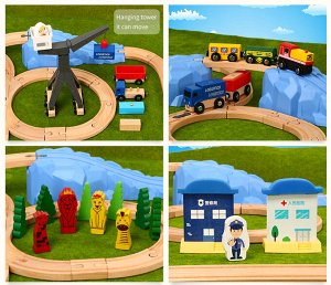 Деревянная железная дорога с электропоездом 123 детали Grooti Toys