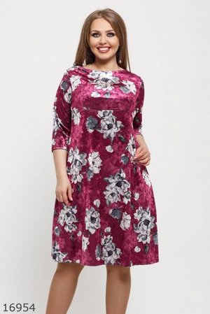 Женское платье 16954 бордовый принт цветы