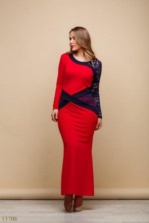 Женское длинное платье большого размера Мирослава красный
