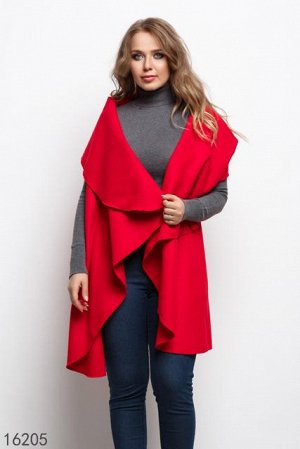 Женское пальто пончо 16205 красный