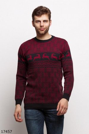 Мужской свитер 17457 бордовый принт