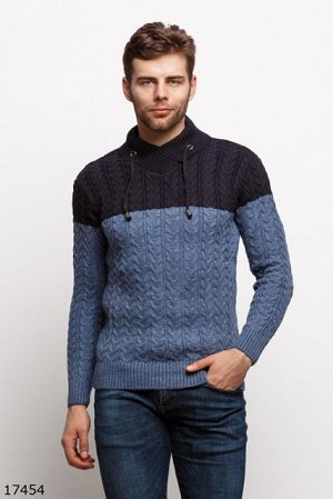 Мужской свитер 17454 темный синий голубой