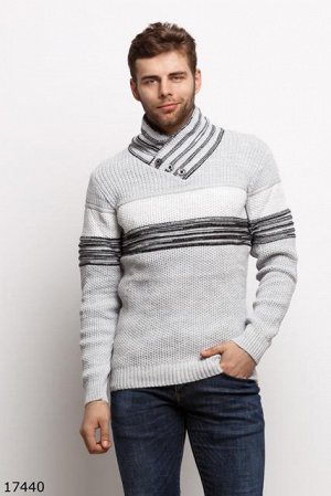 Мужской свитер 17440 серый принт