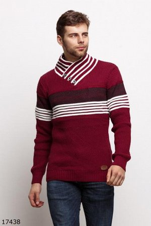 Мужской свитер 17438 бордовый принт