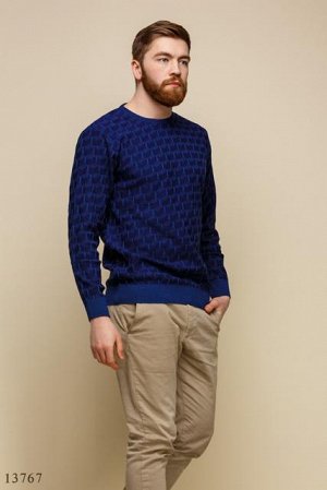 Мужской свитер Яромир синий крупный принт