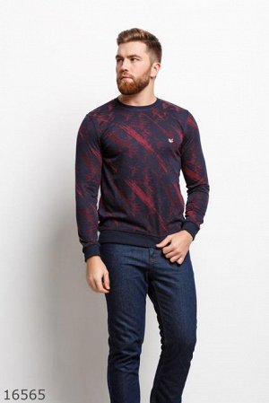 Мужской пуловер 16565 бордовый принт