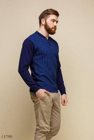 Мужской пуловер Велор темный синий синий