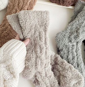 Теплый плюшевые носки, утепленные мехом, серо-коричневые№5