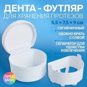 Контейнер для хранения протезов, 5,5 х 7,5 х 9 см, цвет МИКС