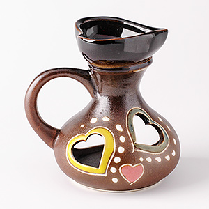Аромалампа "Кувшинчик с сердечком", керамика, коричневый, 8х9см
