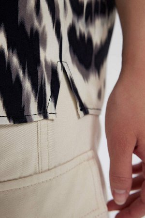 DEFACTO Рубашка оверсайз с короткими рукавами и рисунком зебры
