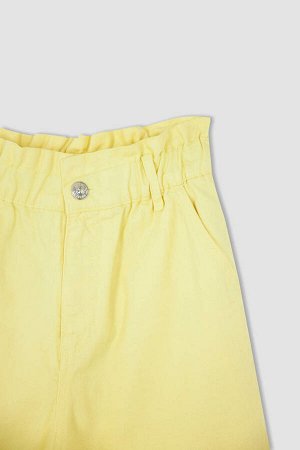 Тканые брюки из 100% хлопка с высокой талией в бумажном пакете