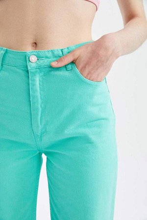 Широкие габардиновые длинные брюки из 100% хлопка