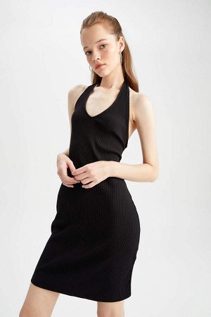 DEFACTO Базовое мини-платье Cool Bodycon с V-образным вырезом и камзолом
