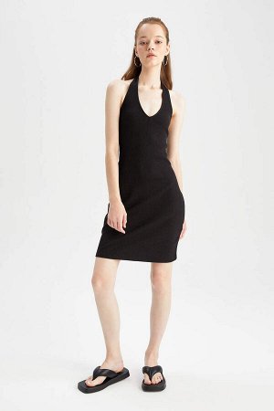 DEFACTO Базовое мини-платье Cool Bodycon с V-образным вырезом и камзолом