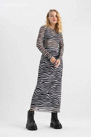 Макси-юбка из тюля Cool с зебровым узором и эластичной резинкой на талии