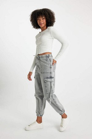Удобные брюки-карго с высокой талией и гибкой талией, длинные джинсовые брюки-карго для джоггеров