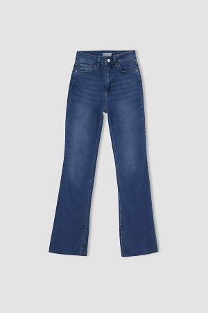 DEFACTO Узкие длинные джинсовые брюки с высокой талией и вырезами на штанинах