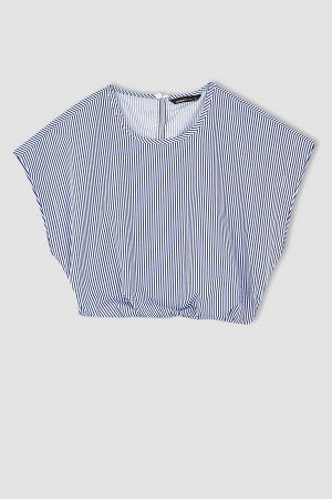 Укороченная блузка из 100 % хлопка без рукавов из поплина в полоску с круглым вырезом
